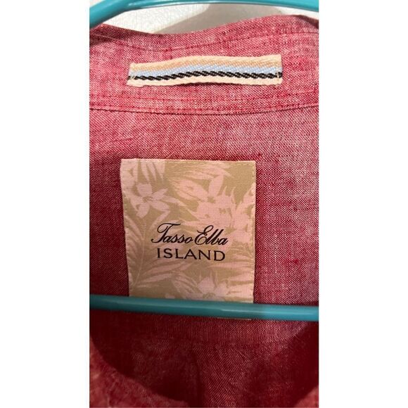 Tasso Elba Island Men's Linen Blend Long Sleeve Button Up Shirt Red Size Large - Picture 4 of 9